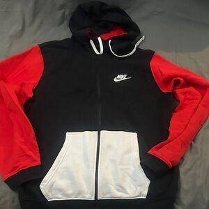 Nike Black and Red Sweatshirt with White Logo